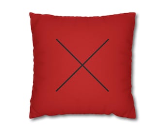 X - ブラックとレッドのミニマルパターン枕カバー モダンな装飾クッションカバー