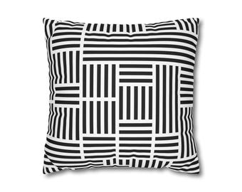 パラレル - 白と黒の抽象柄ピローケース モダンな装飾クッションカバー