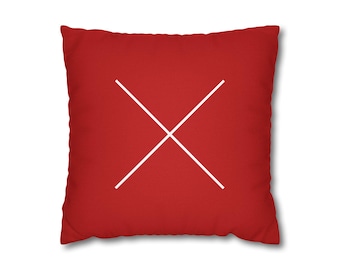 X - 白と赤のミニマルパターン枕カバー モダンな装飾クッションカバー
