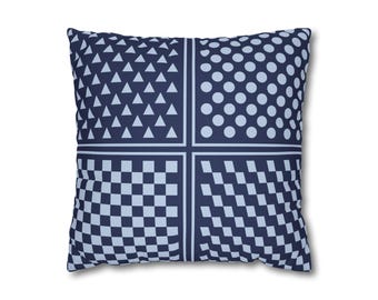 Konwergencja - Ultramaryna i pudrowy błękit - abstrakcyjny wzór Poszewka na poduszkę Nowoczesna dekoracyjna poszewka na poduszkę