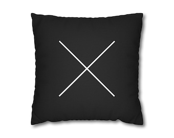 X - 白と黒のミニマルパターン枕カバー モダンな装飾クッションカバー