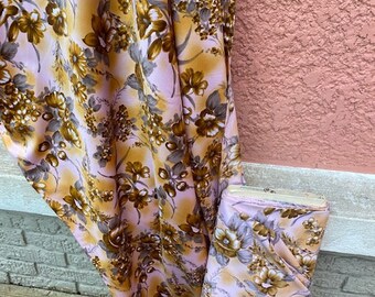 MerryMary 100% polyester vintage floral pink, gold, brown, grey 45 inches wide BTY