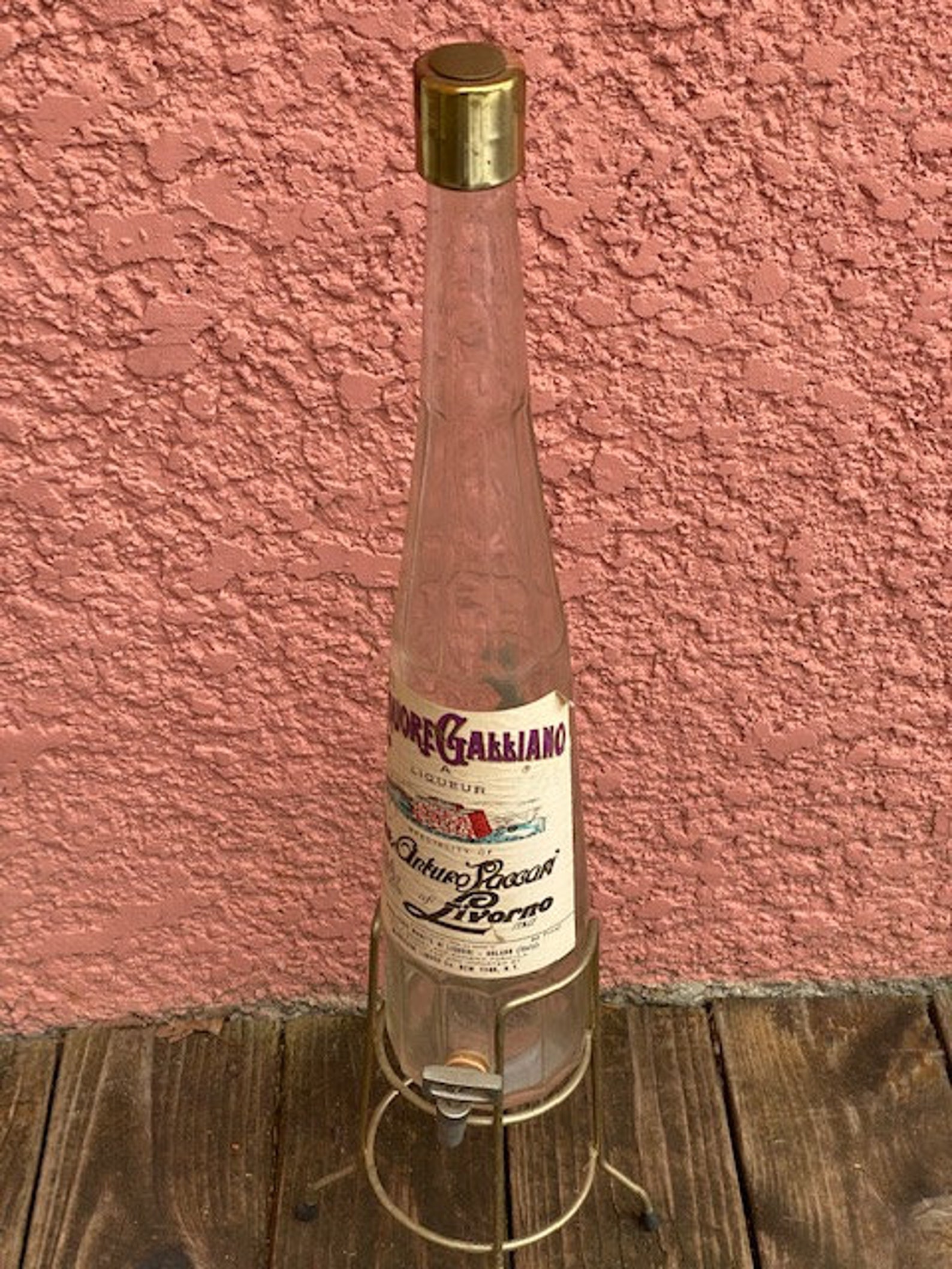 Galliano bottle with tapper and display stand Etsy