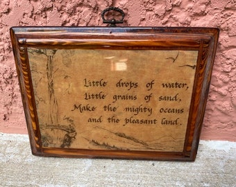 Vintage decoupage  wood wall hanging Little drops of water little grains of sand |  Desiderata II