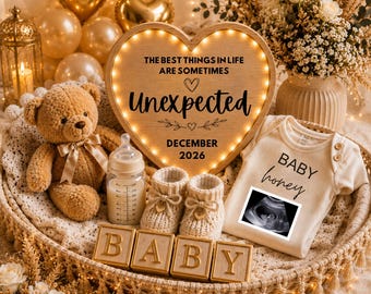 Unexpected Pregnancy Announcement Template, Neutral Baby Reveal, Editable Canva Baby Announcement, Luxury Pregnancy Reveal for Social Media