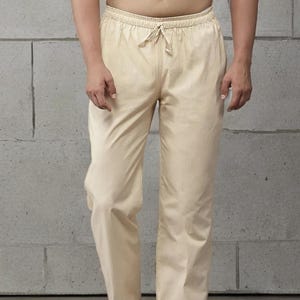 Pantalones de pijama ajustados para hombre / Pantalones casuales de algodón con cordón