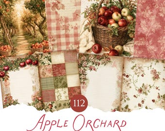 Apple Orchard Junk Journal Printable Papers, Autumn Apple Cider Scrapbook Backgrounds
