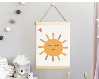 Sleeping Sun, PRINTABLE,INSTANT,nursery art work,boho,little girl room,print,boy room,sun print,nursery decor,wall art,sleeping sun print