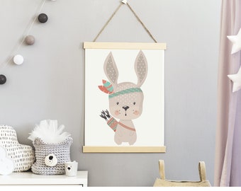 Woodland Bunny, PRINTABLE,INSTANT,nursery art work,art gift,little girl room,print,boy room,bunny print,nursery decor,wall art, bunny print