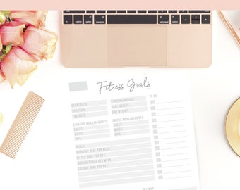 Fitness Goals Sheet Printable  | Printable Goals | Planner | INSTANT DL | Weight Loss | Health Planner Inserts, Letter, 1/2 Letter, A4, A5