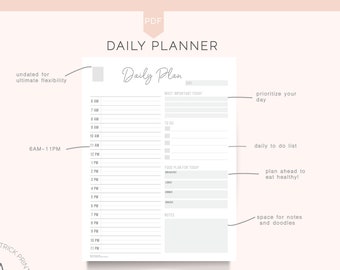 Printable Daily Calendar | Printable Planner | Planner Printable | INSTANT DOWNLOAD | Agenda | Planner Inserts, Letter, 1/2 Letter, A4, A5