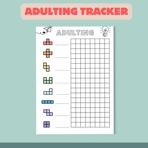 Adulting Tracker - PRINTABLE Journal Page - Monthly Tracker - Habit Tracker - Adult Task Tracker - Planner Insert - Digital Download
