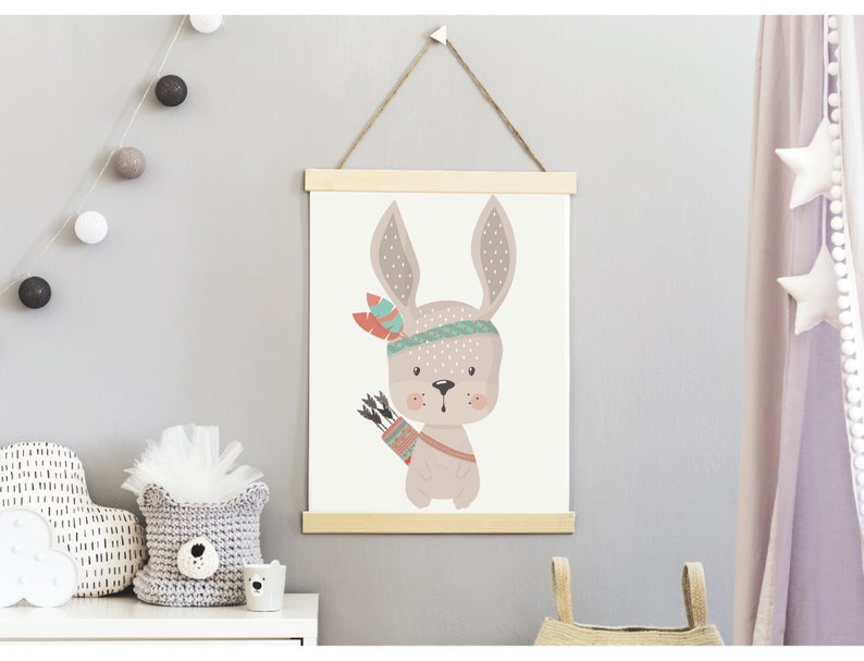 Woodland Bunny, PRINTABLE,INSTANT,nursery art work,art gift,little girl room,print,boy room,bunny print,nursery decor,wall art, bunny print image 1