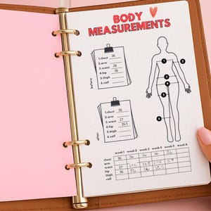 Fitness Progress Trackers - 2 Pages: Weigh In & Body Measurements - Printable Weight Loss Tracker - A4 A5 Digital Download