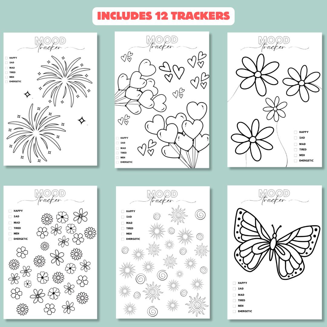 12-month Mood Tracker Bundle – Printable Journal Pages – A4 & A5 Sizes ...