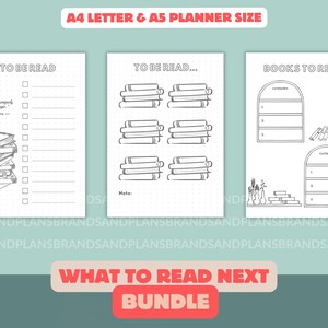 To Be Read & Next Read Bundle - 3 Printable Pages for Book Tracking - TBR List - A4 A5 Digital Download
