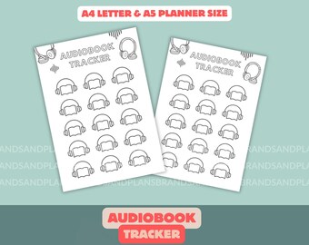 Audiobook Tracker - Printable Journal Page - Book Tracker - Reading Log - Digital Planner Page - A4 & A5 - Digital Download