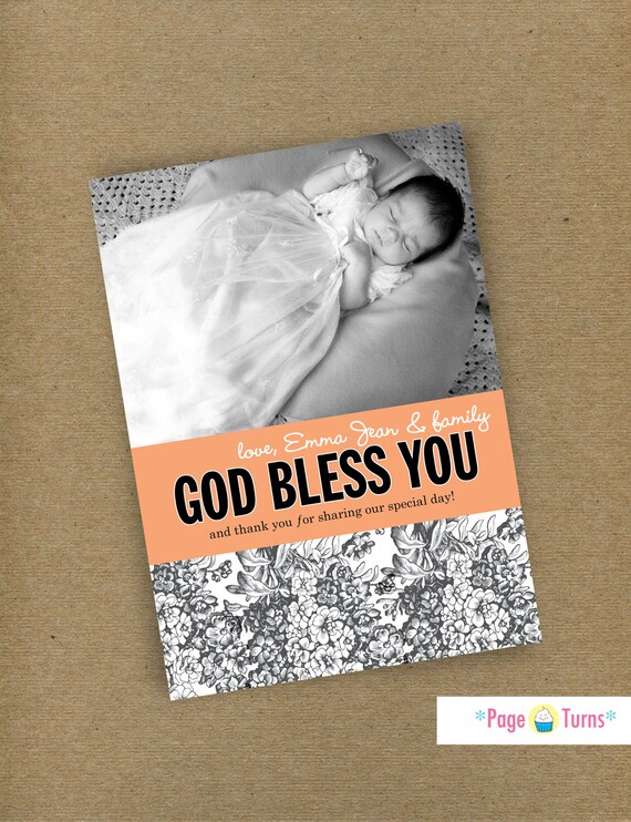 Items similar to Custom Christening Baptism Photo Thank You Cards on Etsy