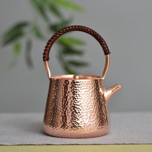 Hervidor de cobre puro con asa / Tetera artesanal / Hervidor pequeño de cobre / Tetera Kung Fu / Hervidor eléctrico / Utensilios de cocina / Regalo para el Día de la Madre