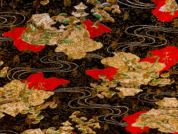 1950's Women's Japanese Novelty Print Cotton Full