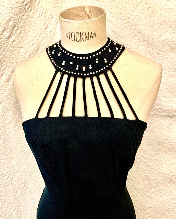 1950's Women's Black Moygashel "Cage " Neck Mermai