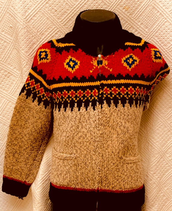 1950's Men's Native American Indian Pattern Wool