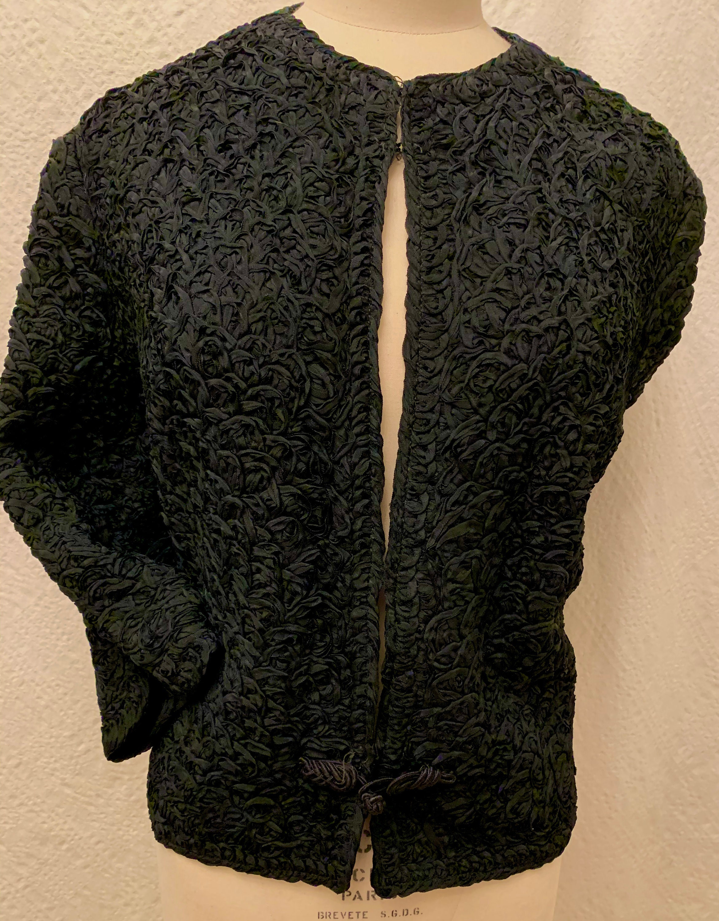 Image of 's Women's Black Silk Ribbon Work Cropped Jacket