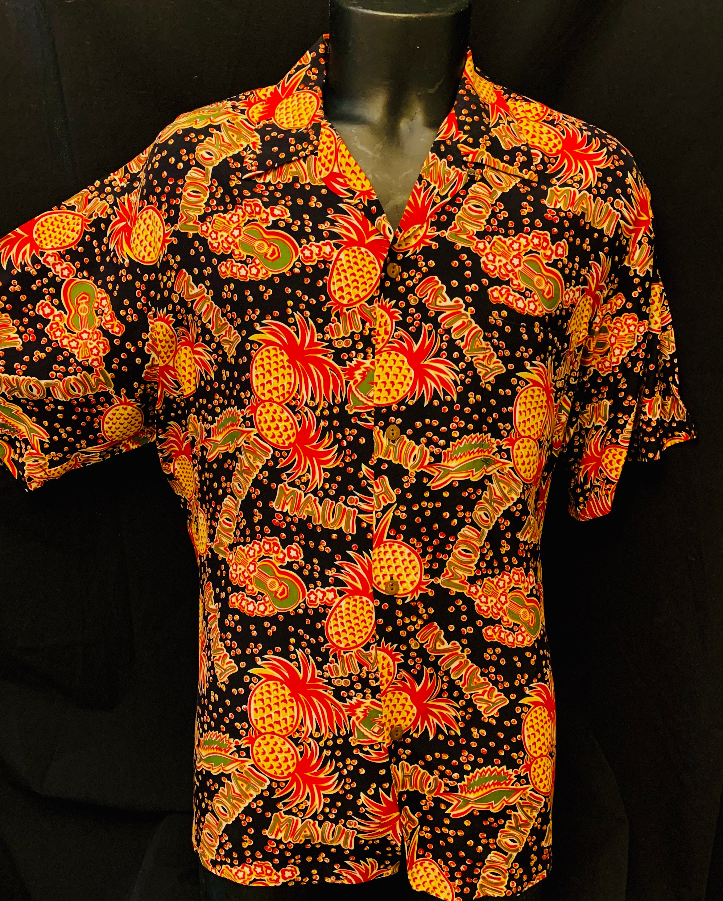 Image of 1950's Men's Vintage Style Cotton Print Resort Shirt