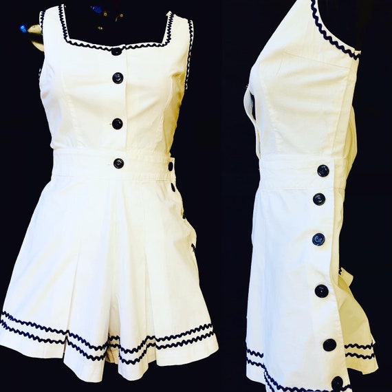 1940's Women's White Blue trim PlaySuit by Junior