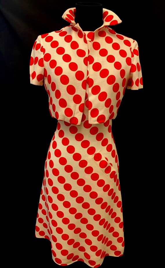 Late 50's Early 60's Red Polka Dot Heavy Moygashel