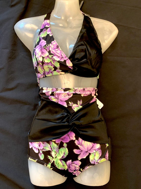 1940’s Women’s Black/Tropical print elasticated
