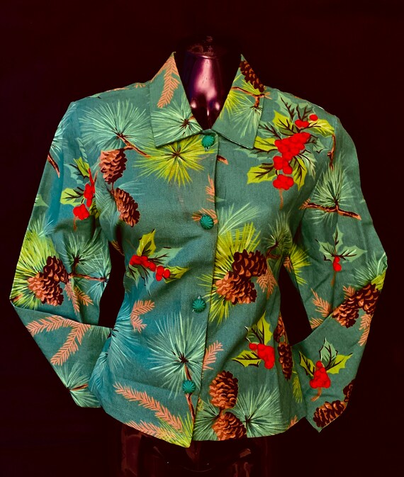 1950's Women's Green Festive Green Moygashel Jack