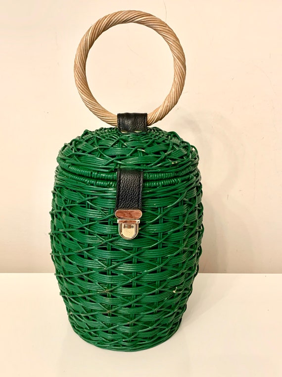 1950's Repro Wicker Barrel Bag