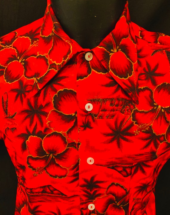 1960's Men's California Cotton Print Resort Shirt