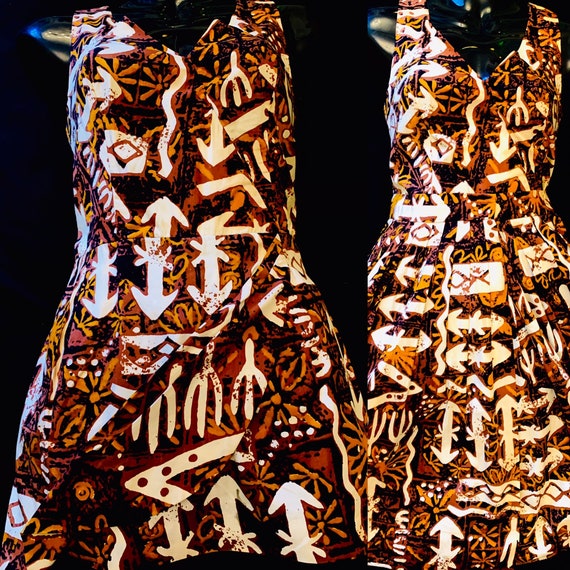 1950's Women's Tiki Hawiian Print Play suit & Skir