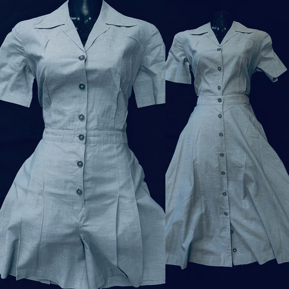 1930's Women's Light Blue Playsuit & Matching Skir