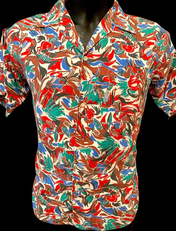 1950's Men's Native American Indian Novelty Print