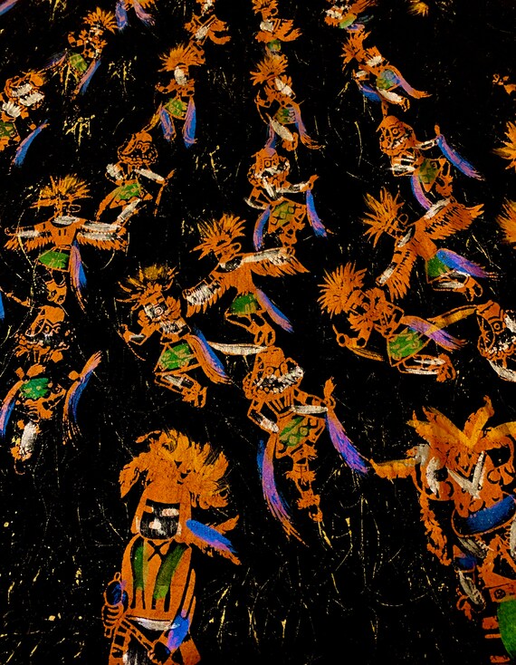 1950's Women's Mexican Aztec Dancers Hand painted