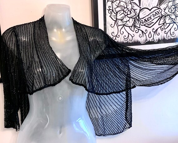 1930'S Hand beaded Sheer Scallop edged Cocktail W