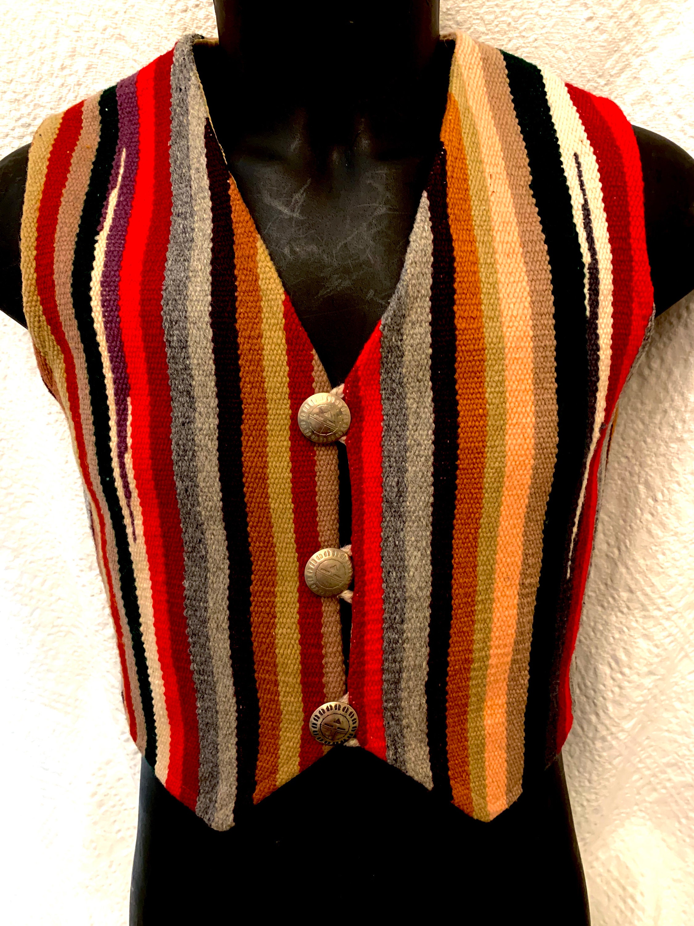 Image of Men's 40's Striped Cropped Chimayo Waist Coat | Vest