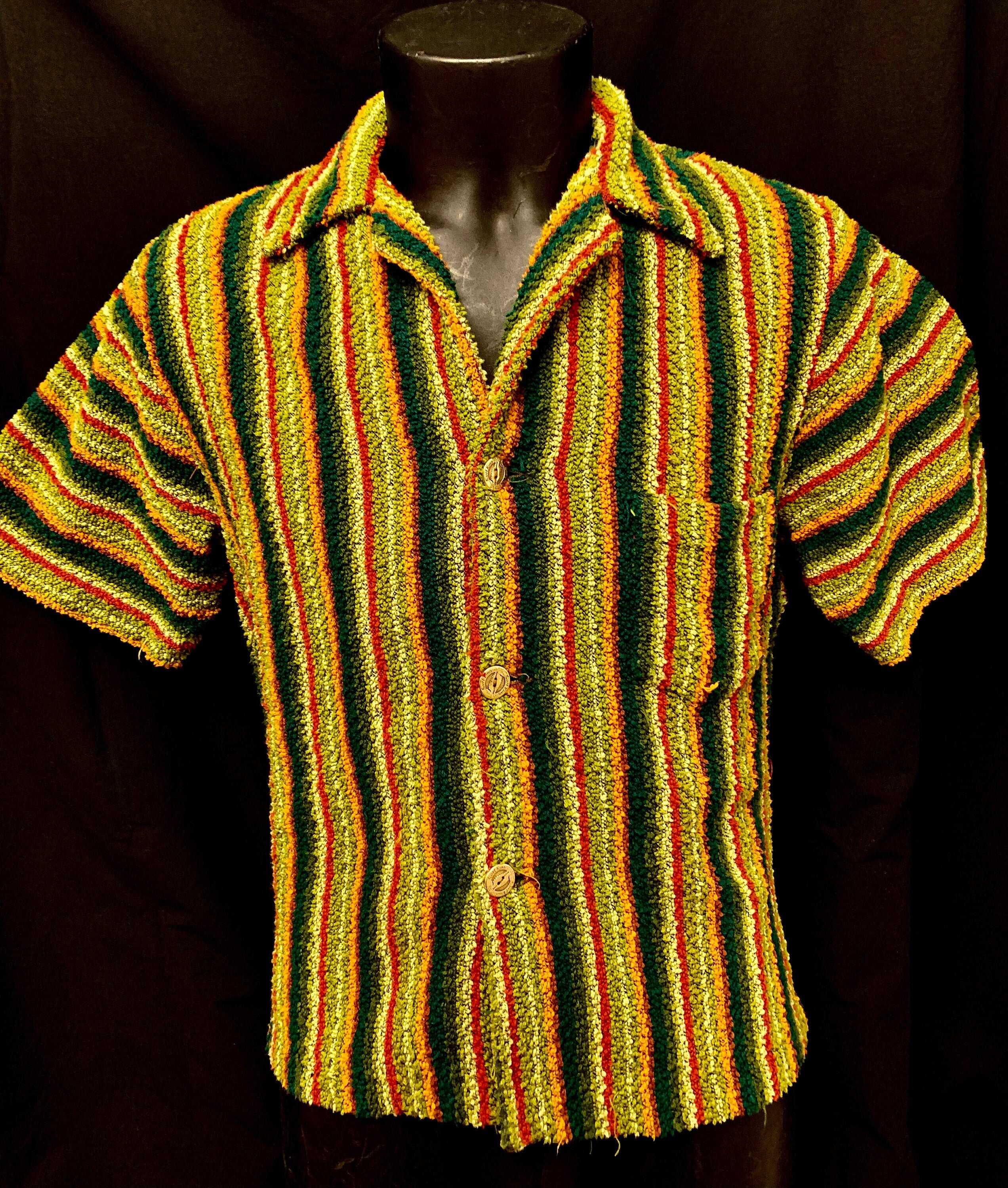 Image of 1950's Men's Towelling Short Sleeved Shirt By Surf King