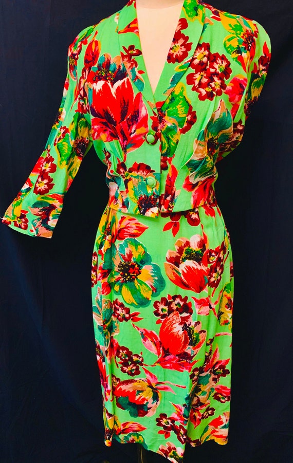 1940's Utility Double 11 Women's Floral Moygashel