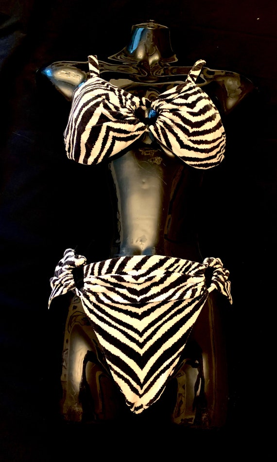 1950's Women's Zebra Print Corduroy Bikini