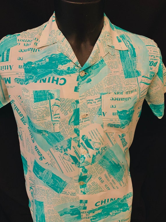 1950's Men's Photo Print Resort Shirt by Washingto