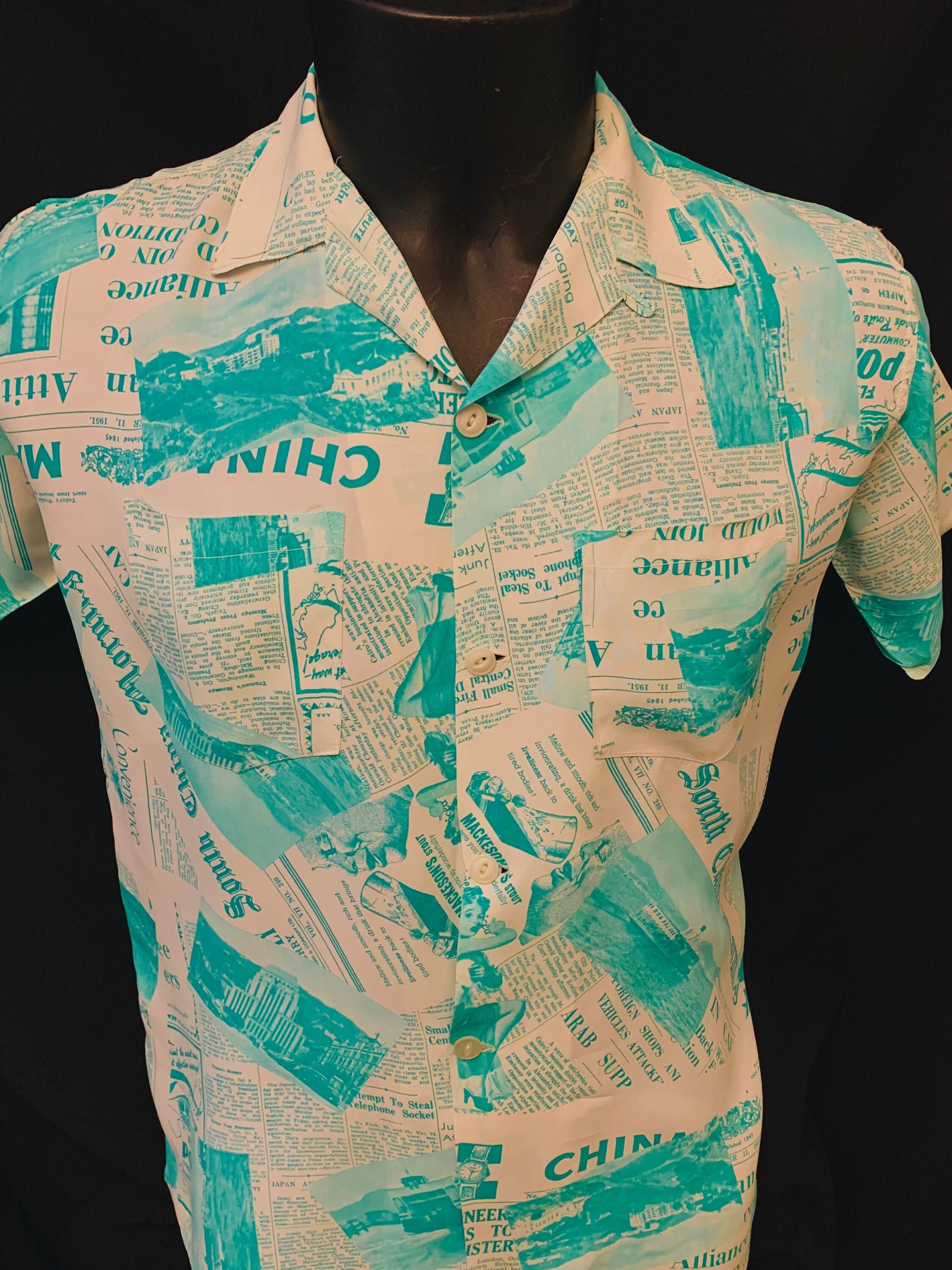 Image of 1950's Men's Photo Print Resort Shirt By Washington Best Ware