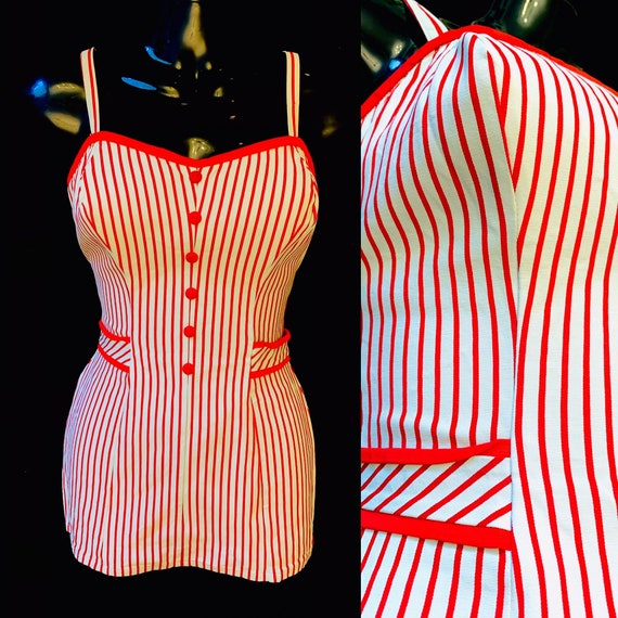 1950's Women's Catalina Candy Striped Swim Suit