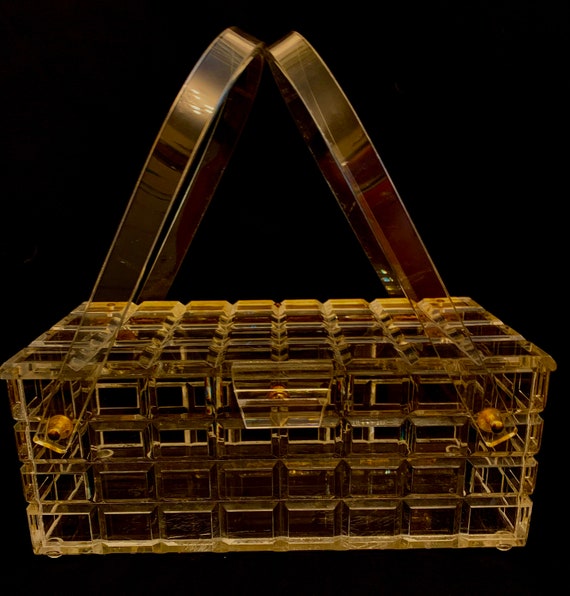 1950's Women's Thick Carved Clear Lucite Bag