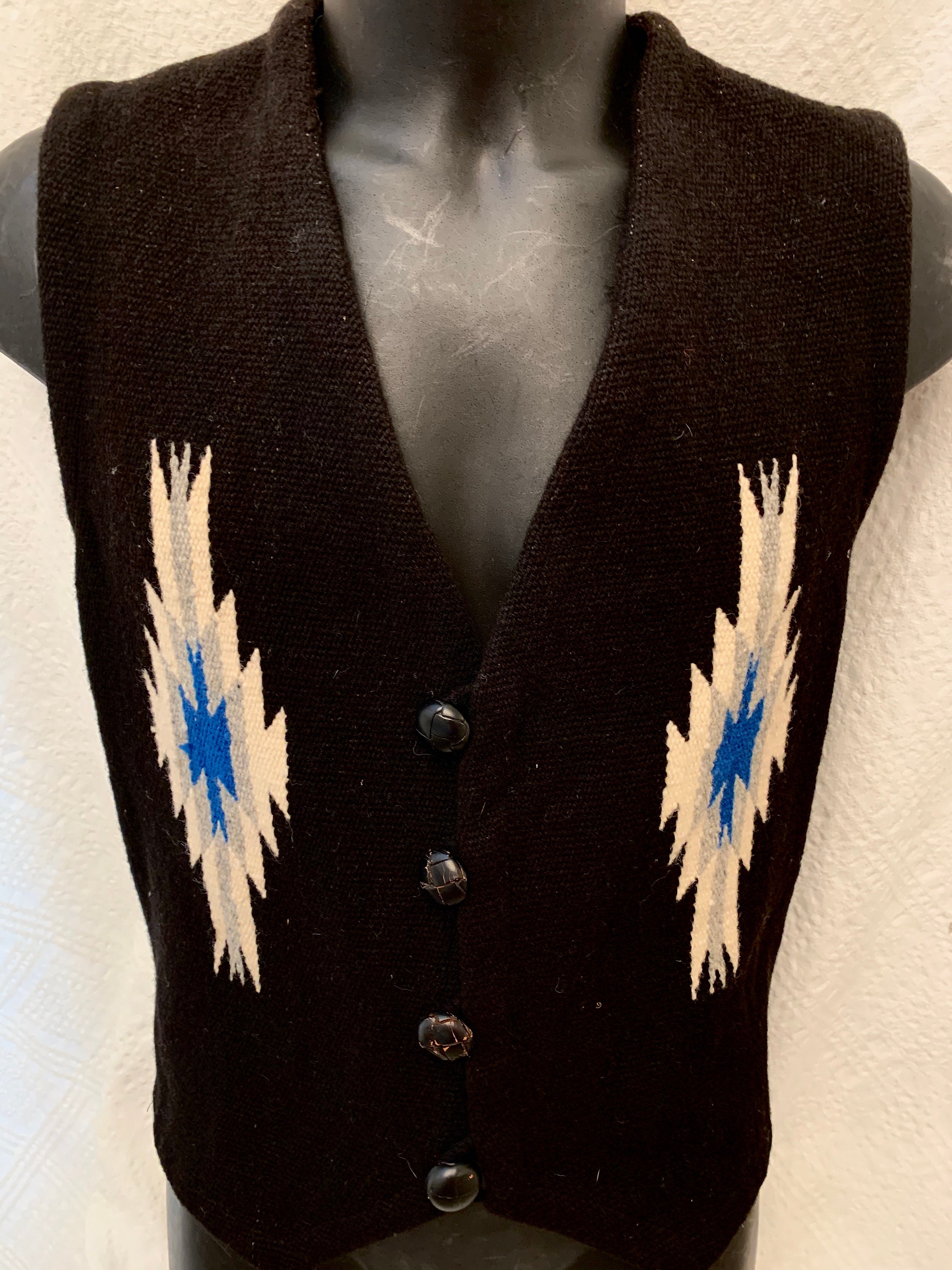 Image of Men's Vintage Black Chimayo Waistcoat | Vest
