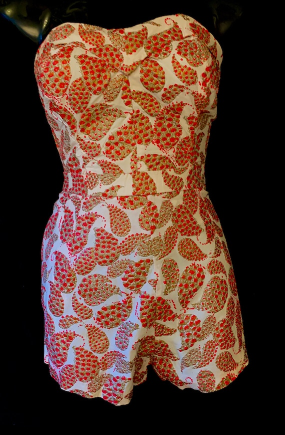 1950's Women's Abstract Cotton Paisley Sun Top &