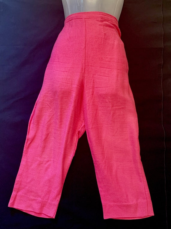 Women's 1950's Pink Linen Wide - Legged Pedal Push